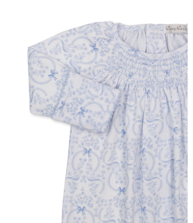 Kissy Kissy Light Blue Delicate Bloom Smocked Sack