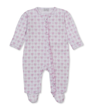 Kissy Kissy Pink Windowpane Bows Footie with Zip