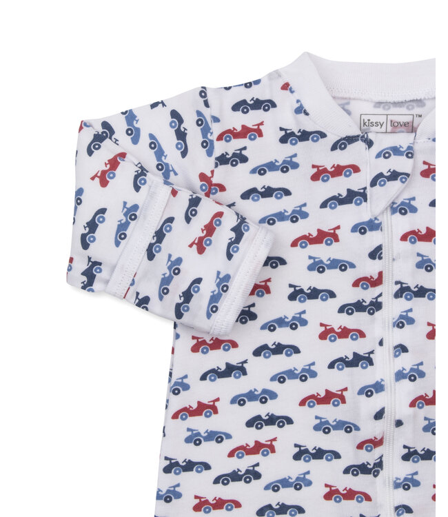 Kissy Kissy Speedy Racecars Zip Footie