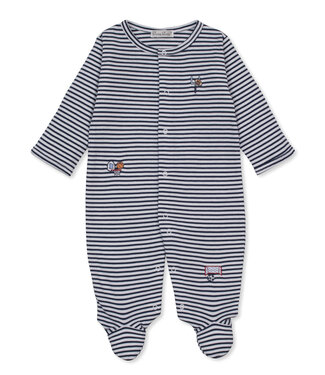 Kissy Kissy Navy Recreation Sports Stripe Footie