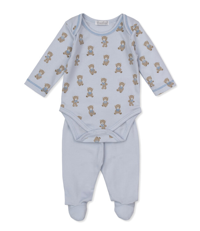 Light Blue Teddy Bear Club Footed Pant Set