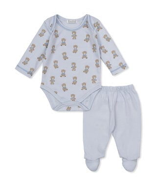 Kissy Kissy Light Blue Teddy Bear Club Footed Pant Set