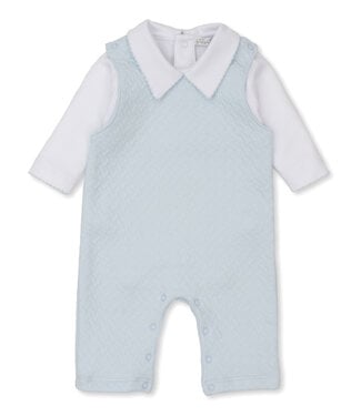 Kissy Kissy Light Blue/White Jacquard Overall Set