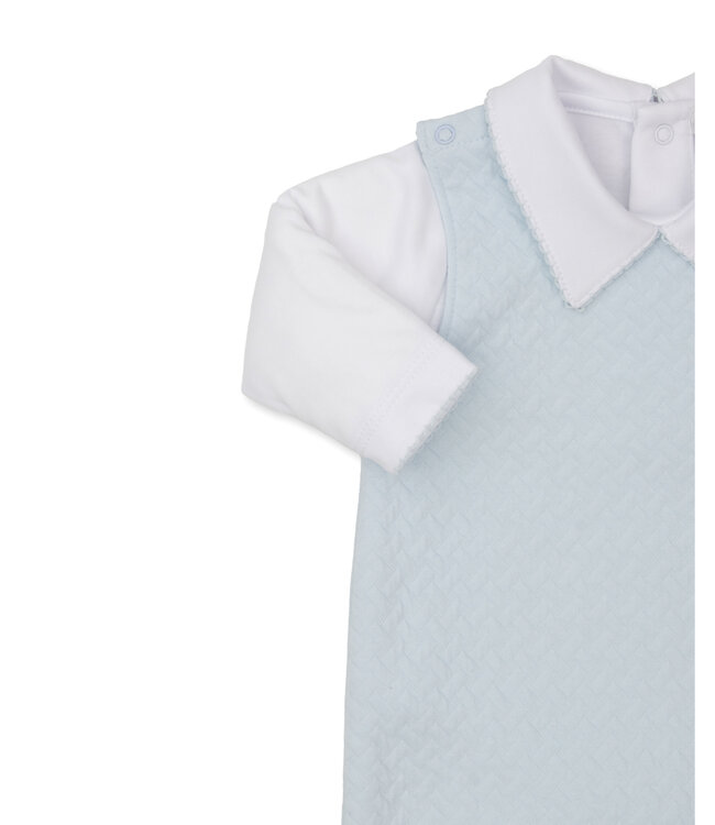 Kissy Kissy Light Blue & White Jacquard Overall Set