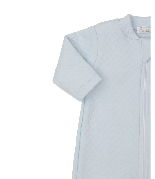 Kissy Kissy Light Blue Jacquard Footie with Zip