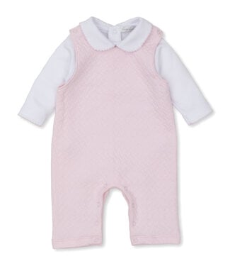 Kissy Kissy Pink/White Jacquard Overall Set