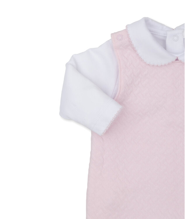 Kissy Kissy Pink & White Jacquard Overall Set