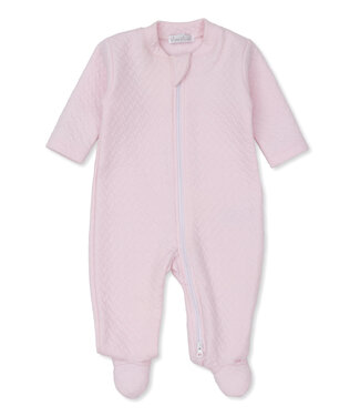 Kissy Kissy Pink Jacquard Footie with Zip