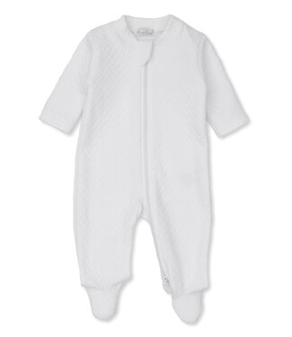 Kissy Kissy Kissy Kissy White Jacquard Footie with Zip