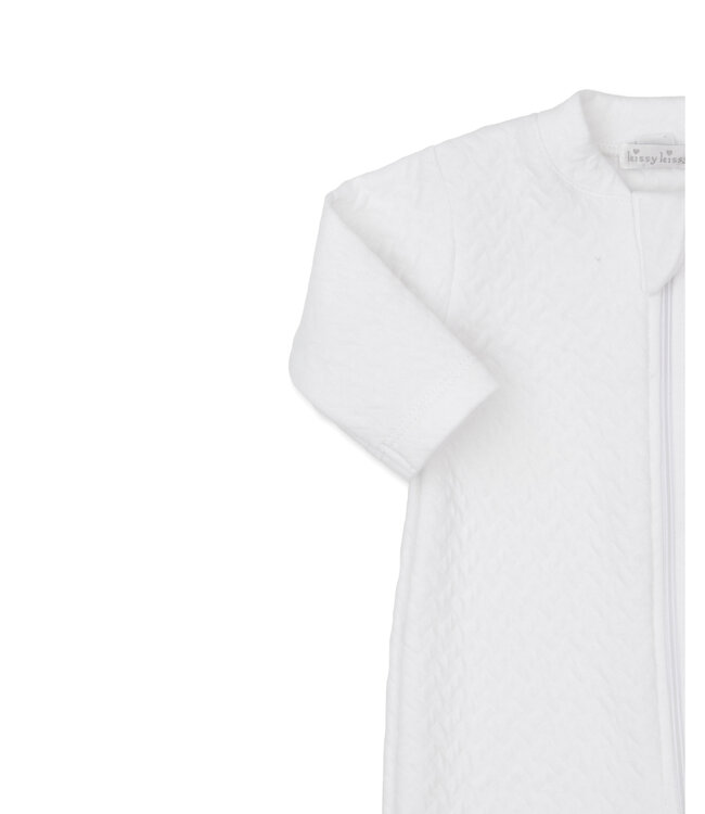 Kissy Kissy White Jacquard Footie with Zip