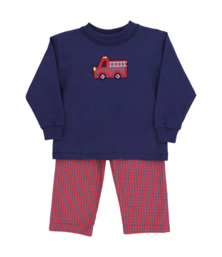 Bailey Boys Little Plaid Firetruck Boys Pant Set