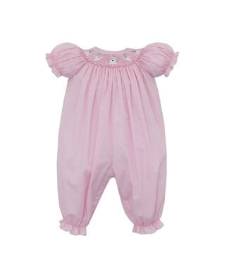 Petit Bebe Pink Microcheck Ghost Long Bishop Bubble