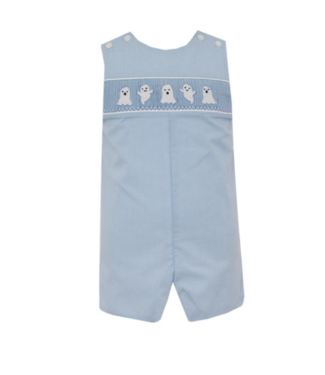 Petit Bebe Light Blue Microcheck Ghost Short Jon Jon
