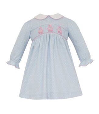 Petit Bebe Light Blue Polka Dot Knit Ballet Dress