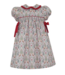 Claire & Charlie Girls Reindeer Short Sleeve Float Dress with Red Side Bows