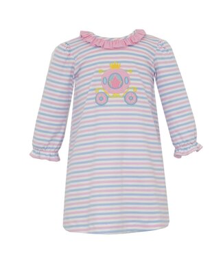 Claire & Charlie Blue/Pink Knit Stripe A-Line Carriage Dress