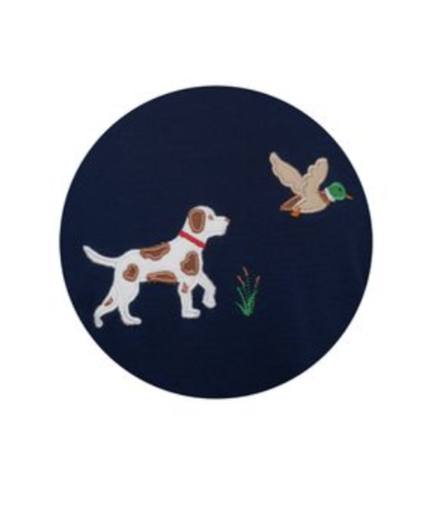 Navy Blue Knit Hunting Dog L/S Romper