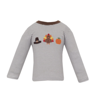 Claire & Charlie Brown Stripe Thanksgiving T-Shirt