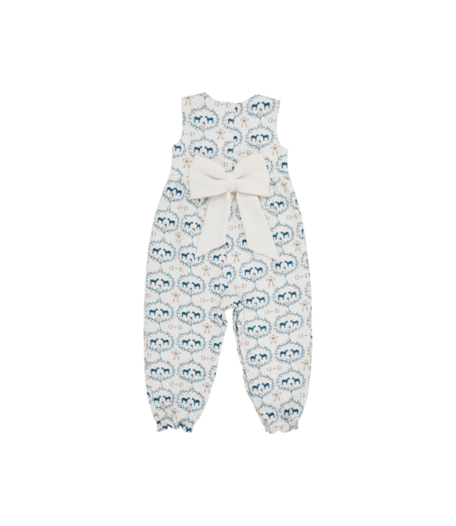 Horse Bits & Bows with Palmetto Pearl Sleeveless Rebecca Quilt Romper