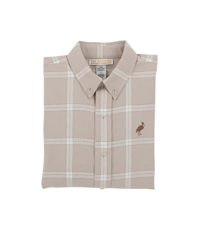 Thompson Park Plaid & Gray Bay Brown Dean's List Dress Shirt