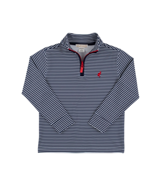 Beaufort Bonnet Nantucket Navy Stripe with Red Prepletic Hayword Half-Zip