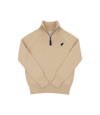 Beaufort Bonnet Keeneland Khaki/Navy Hayden Half-Zip Sweater