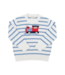 Isaac's Intarsia Sweater - Barrington Blue Stripe with Train