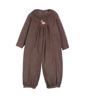 Little English Seated Lab Chest Smocked Romper
