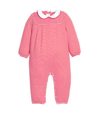 Little English Red Stripe Pleated Peter Pan Romper