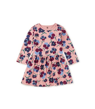 Tea Collection Painted Pansies L/S Skirted Dress