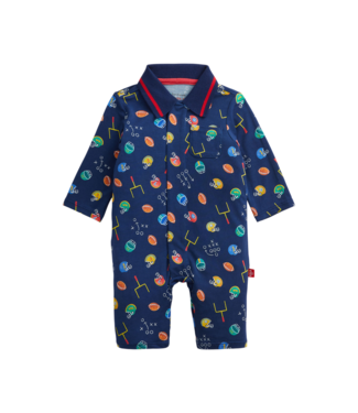 Magnetic Me First Down Fun Modal L/S Polo Romper