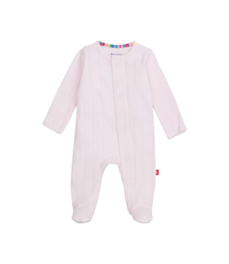 Magnetic Me Pink Pointelle Love Lines Footie