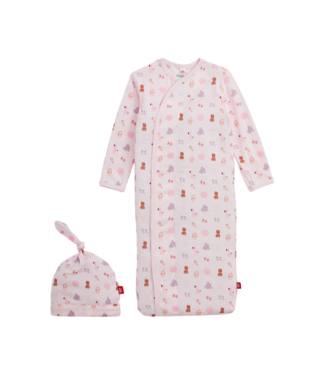 Magnetic Me Pink Modal Nursery Nostalgia Gown & Hat Set