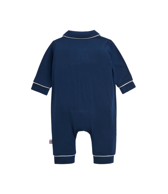 Navy Pant Coverall Romper with Piping