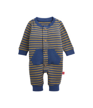 Magnetic Me Waffle Green Stripe Boys Magnetic Romper
