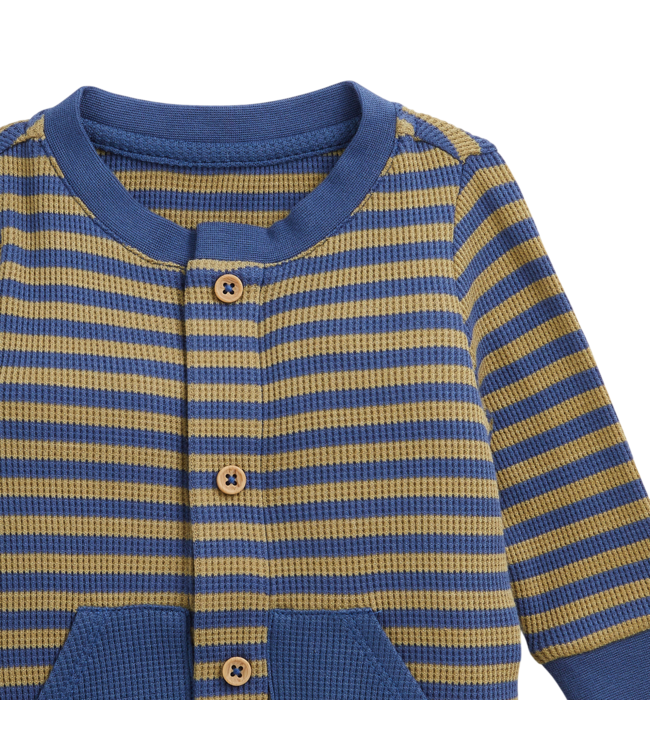 Magnetic Me Waffle Green Stripe Boys Romper
