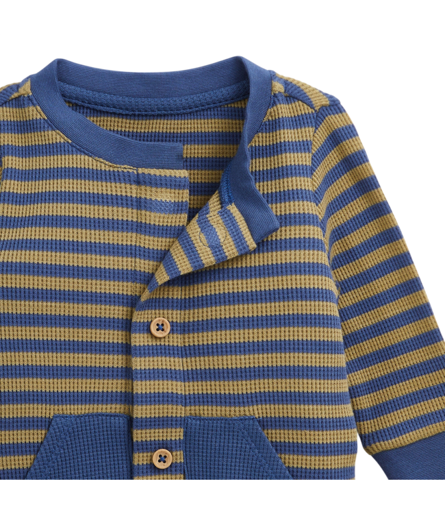 Magnetic Me Waffle Green Stripe Boys Romper