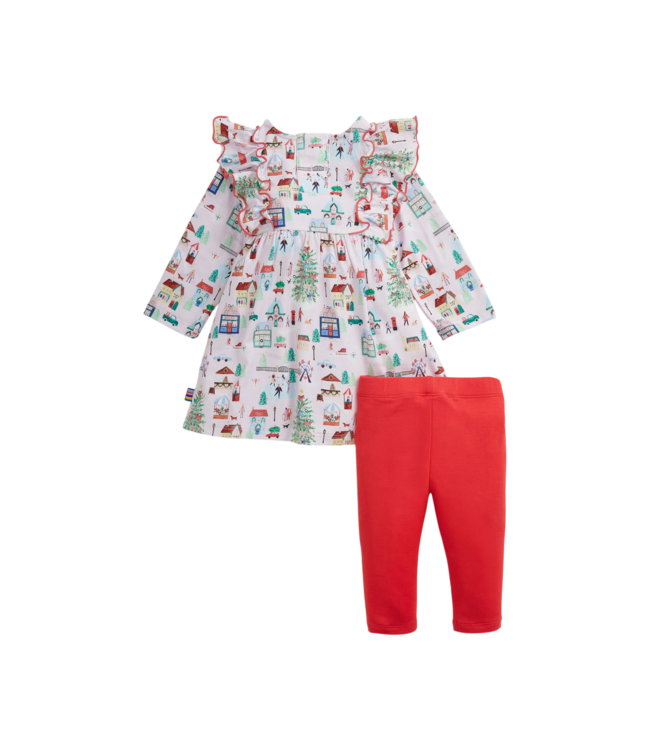 Winter Village Modal Long Sleeve Dress & Legging Set