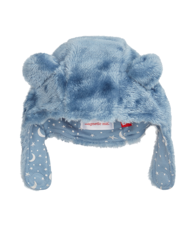 Winter Sky Minky Bear Magnetic Easy Close Cap