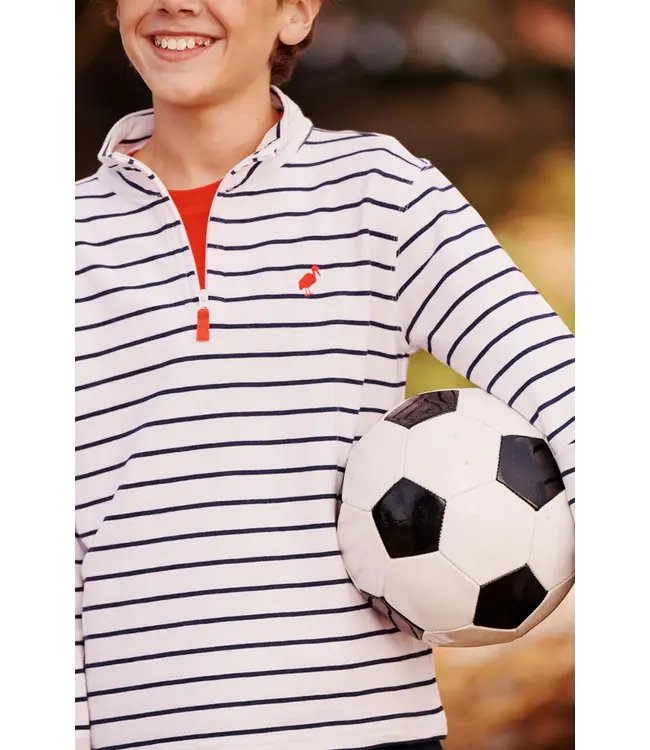 Worth Ave. White/Nantucket Navy Stripe Hayword Half Zip