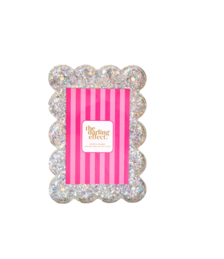 the darling effect Rectangle Scalloped Acrylic Silver Glitter Frame