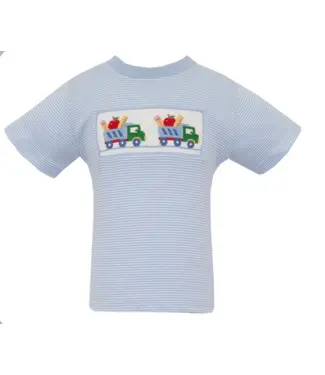 Anavini Lt. Blue Knit Stripe School Trucks S/S T-Shirt