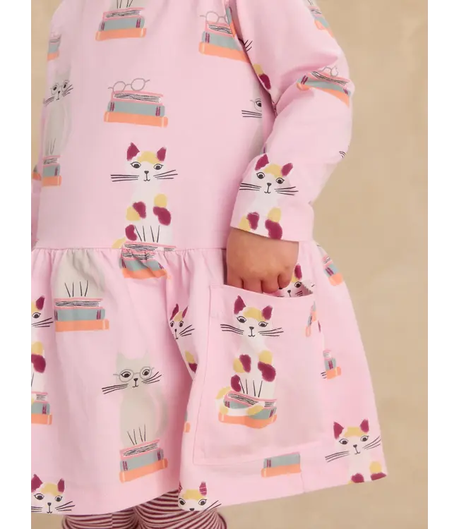 Bookshop Cat L/S Pocket Dress