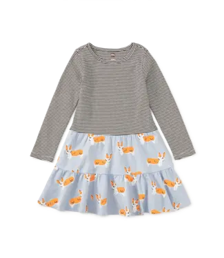 Tea Collection Cutie Corgis Tiered Skirted Twirl Dress