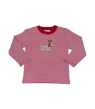 Luigi Red/White Stripe Dachshund with Antlers Shirt