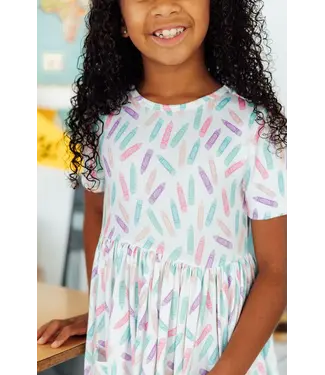 Mila & Rose Color Crayons S/S Pocket Twirl Dress