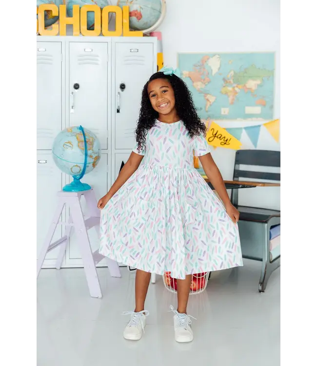 Mila & Rose Color Crayons S/S Pocket Twirl Dress