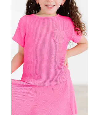 Mila & Rose Neon Pink Scrunchy Pocket Tee