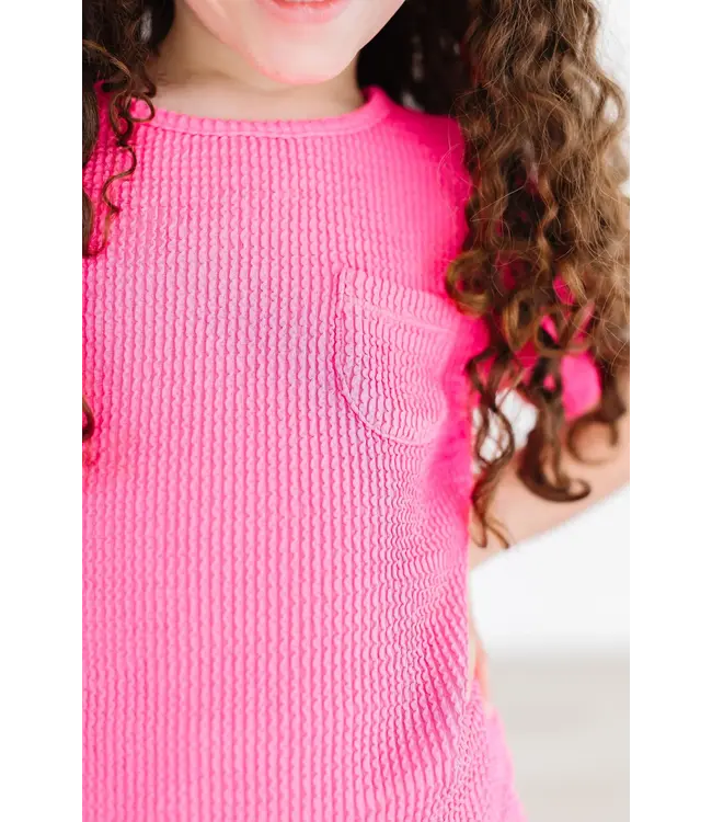 Neon Pink Scrunchy Pocket Tee