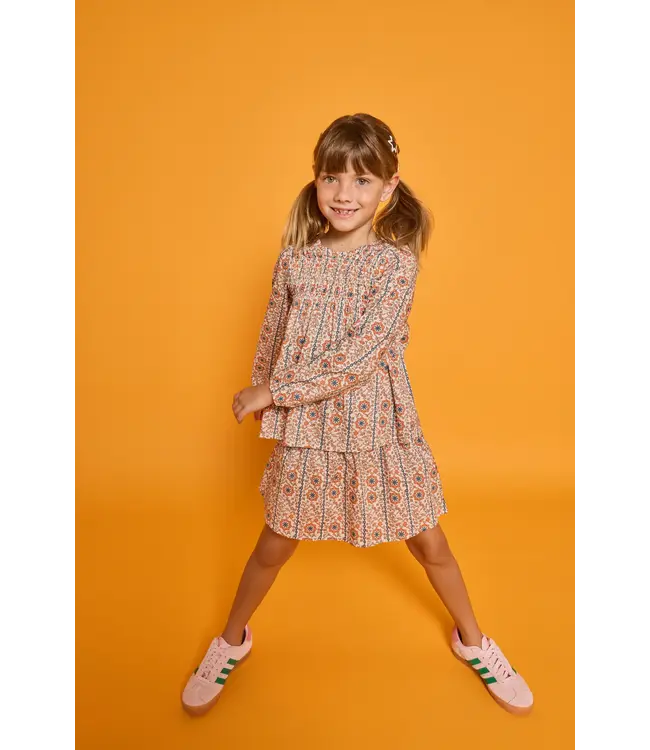 Orange Verbier Vines Shirred Circle Skirt